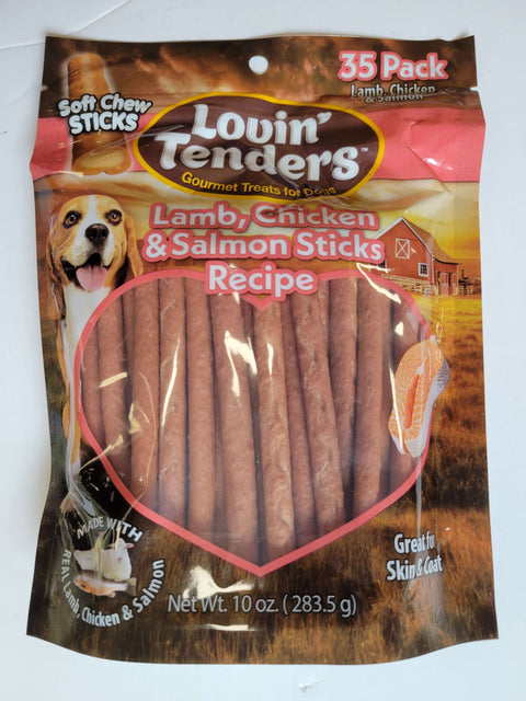 Lovin' Tenders Lamb, Chicken & Salmon High Protein Soft Chew Sticks, 10oz 35-Pack