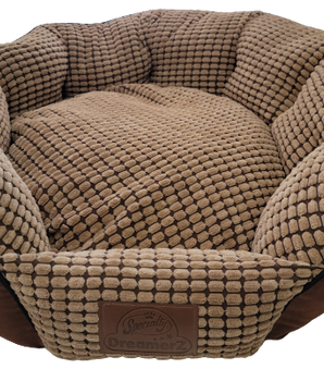 Dreamerz 2 Tone Pet Bed - Style 1022 Med - Round - Coffee & Brown