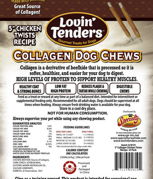 Lovin Tenders Collagen Dog Chews 5" Chicken Rolls Recipe 25-Pack