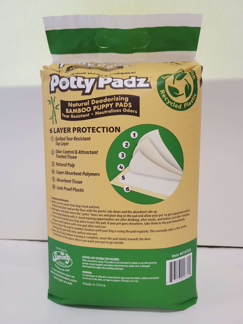 Eco Petz Bamboo Puppy Training Pads Large 22"x22" Eco Friendly in Bag, 50-Pk