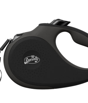 Specialty Retractable Dog Leash (Tape) LARGE, 16 ft, up to 110 lbs. in Black & Gray