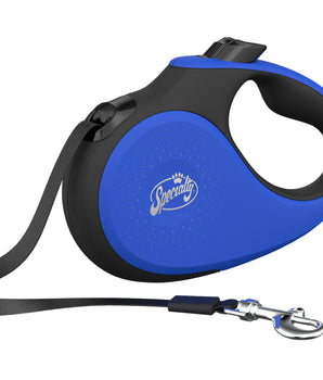 Specialty Retractable Dog Leash (Tape) SMALL, 16 ft, up to 33 lbs. in Black & Blue