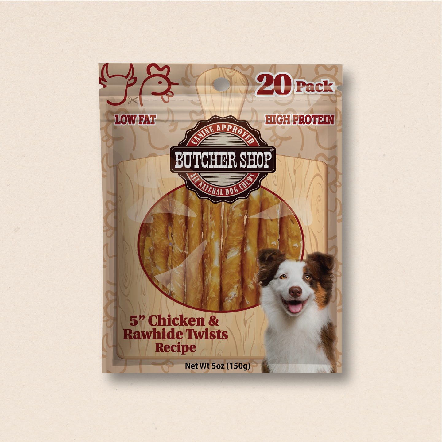 Butcher Shop 5'' Chicken & Rawhide Twists, 20-Pk – LovinTendersTreats Butcher Shop 5'' Chicken & Rawhide Twists, 20-Pk – LovinTendersTreats