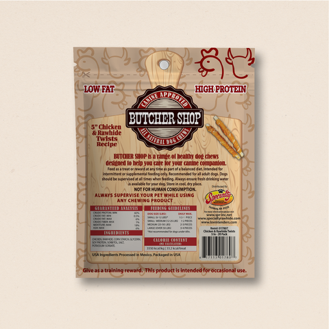 Butcher Shop 5'' Chicken & Rawhide Twists, 20-Pk