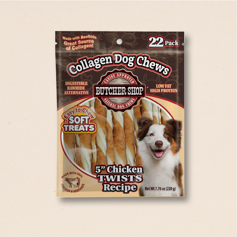 Collagen Dog Chews 5" Chicken Twists 22-Pk