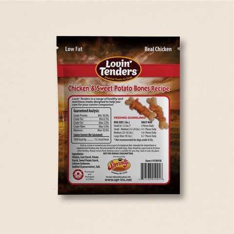 Lovin' Tenders Chicken & Sweet Potato BONES Dog Treats, 8 oz.