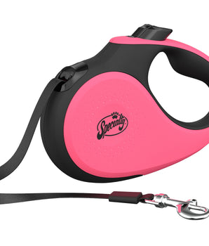 Specialty Retractable Dog Leash (Tape) X-SM, 10 ft, up to 26 lbs. in Black & Pink