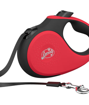 Specialty Retractable Dog Leash (Tape) MED, 16 ft, up to 55 lbs. in Black & Red