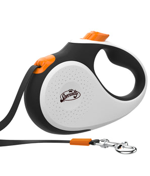 Specialty Retractable Dog Leash (Tape) X-SM, 10 ft, up to 26 lbs. in Black, White & Orange