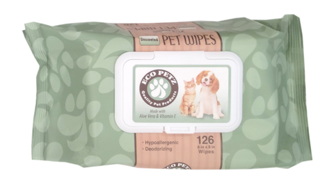 Eco Petz Pet Wipes Unscented Regular 6" x 8" Eco Friendly, 126-Pk