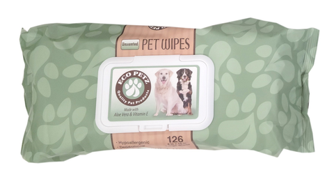 Eco Petz Pet Wipes Unscented Large 8" x 10" Eco Friendly, 126-Pk