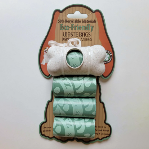 Eco Petz Pet Waste Bags, Coconut Scent 13" x 9", 4 Rolls plus Dispenser, 72-Pk