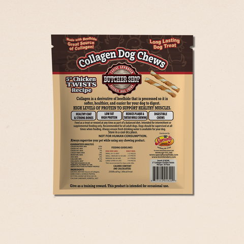Collagen Dog Chews 5" Chicken Twists 50-Pk