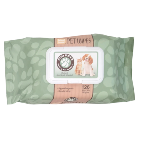 Eco Petz Pet Wipes Oatmeal Scented Regular 6" x 8" Eco Friendly, 126-Pk