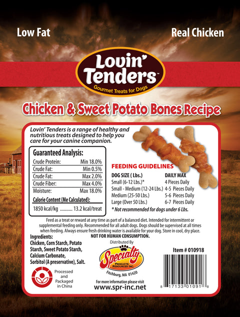 Lovin' Tenders Chicken & Sweet Potato BONES Dog Treats, 8 oz.