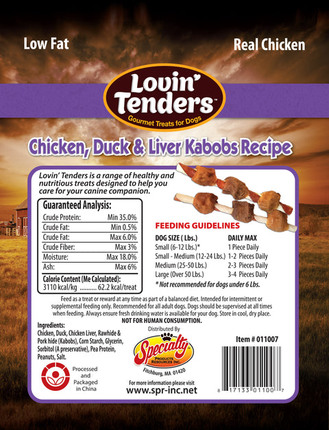 Lovin' Tenders Chicken, Duck, & Liver Kabobs, 16 oz