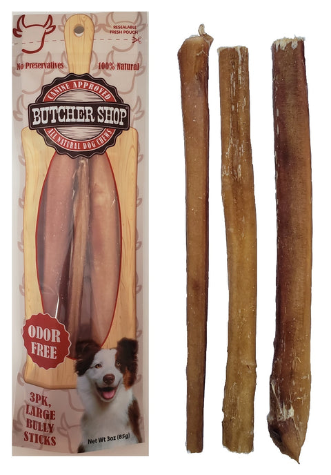 Butcher Shop 8-9" Odor Free Bully Sticks, 3-Pk