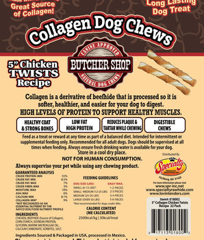 Collagen Dog Chews 5" Chicken Twists 22-Pk