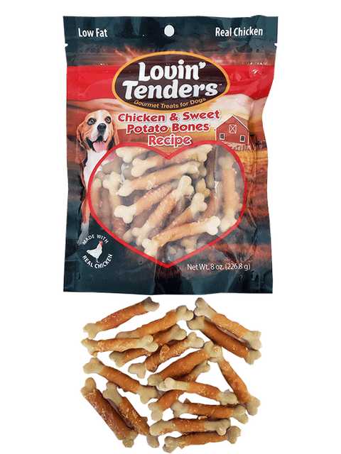 Lovin' Tenders Chicken & Sweet Potato BONES Dog Treats, 8 oz.