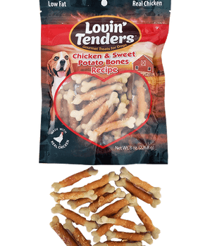 Lovin' Tenders Chicken & Sweet Potato BONES Dog Treats, 8 oz.