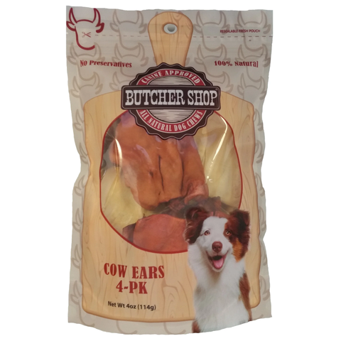 Butcher Shop Assorted BBQ/Natural Cow Ears, 4-Pk