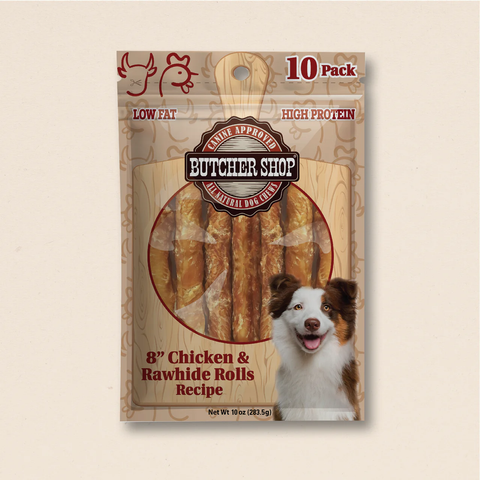 Butcher Shop 8” Chicken & Rawhide Rolls, 10-Pk