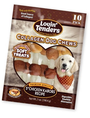 Lovin Tenders Collagen Dog Chews 5" Chicken Kabobs 10-Pack