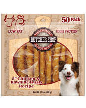Load image into Gallery viewer, Butcher Shop 5&quot; Chicken &amp; Rawhide Twists 50-Pk
