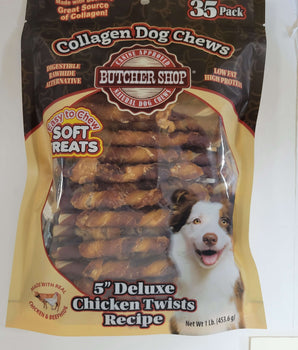 Collagen Dog Chews 5" Chicken Twists 35-Pk