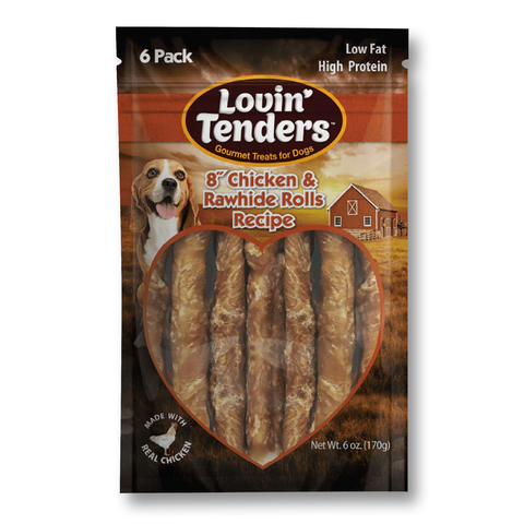 Lovin' Tenders 8" Chicken & Rawhide Rolls, 6-Pk