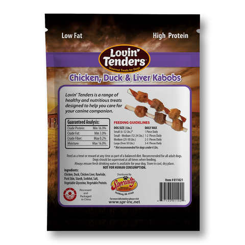 Lovin' Tenders Chicken, Duck, & Liver Kabobs, 7 oz