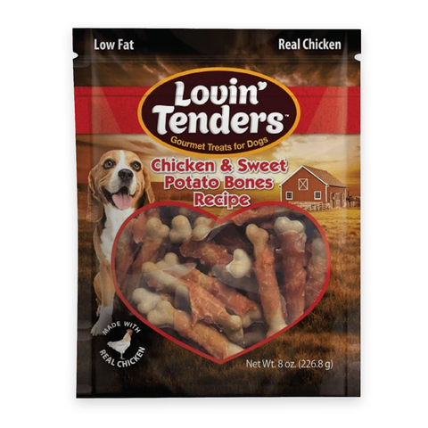 Lovin' Tenders Chicken & Sweet Potato BONES Dog Treats, 8 oz.