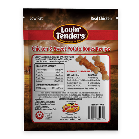 Lovin' Tenders Chicken & Sweet Potato BONES Dog Treats, 8 oz.