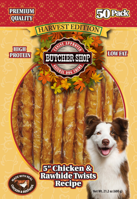 Butcher Shop Harvest Chicken & Rawhide Twists, 50 pk