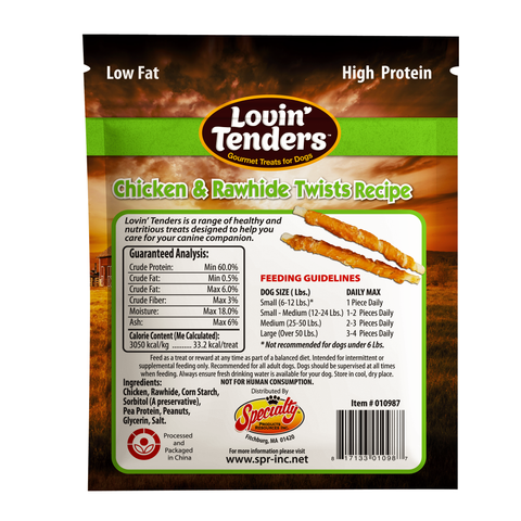 Lovin' Tenders 5" Chicken & Rawhide Twists, 16 oz