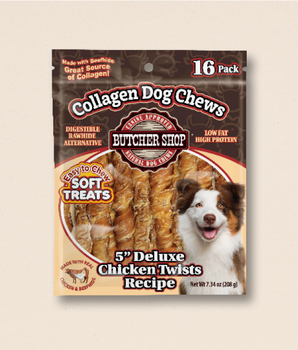 Collagen Dog Chews 5" Deluxe Chicken Twists 16-Pk