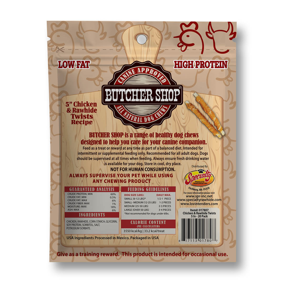 Butcher Shop 5'' Chicken & Rawhide Twists, 20-Pk – LovinTendersTreats
