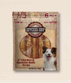 Butcher Shop 5” Chicken & Rawhide Rolls, 6-Pk