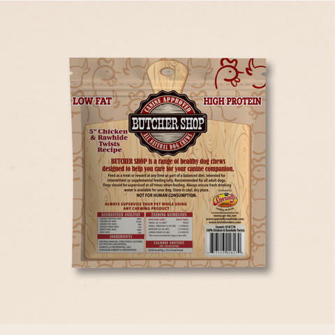 Butcher Shop 5" Chicken & Rawhide Twists 50-Pk