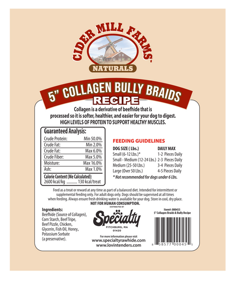 Collagen & Bully 5" Braided Sticks, Honey Coated (4-Pk)