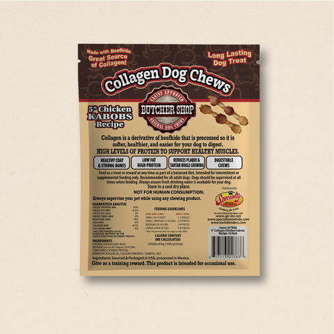 Collagen Dog Chews 5" Chicken Kabobs Recipe 10-Pk