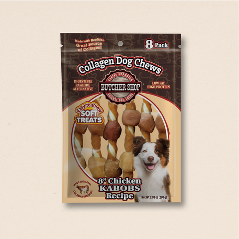 Collagen Dog Chews 8" Chicken Kabobs Recipe 8-Pk