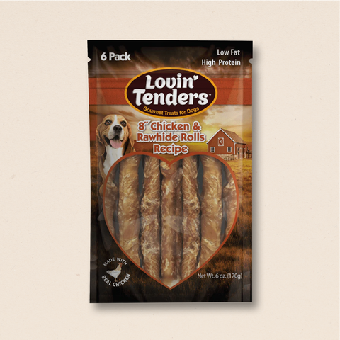 Lovin' Tenders 8" Chicken & Rawhide Rolls, 6-Pk