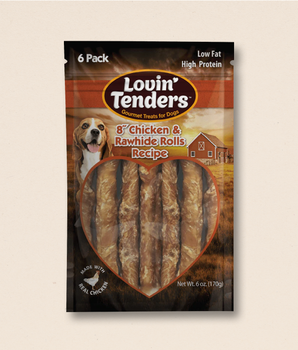Lovin' Tenders 8" Chicken & Rawhide Rolls, 6-Pk