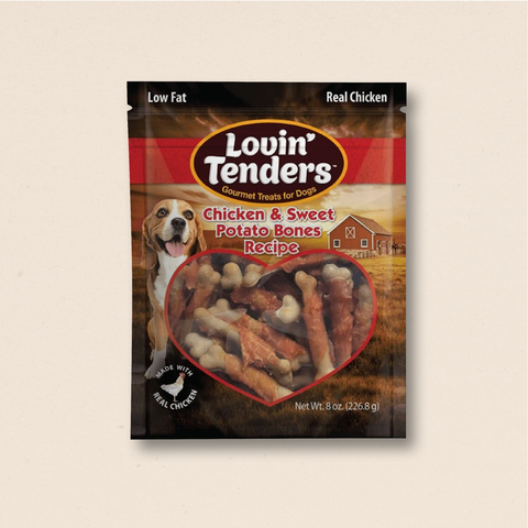 Lovin' Tenders Chicken & Sweet Potato BONES Dog Treats, 8 oz.