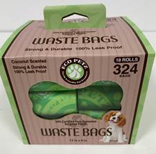 Eco Petz Pet Waste Bags, Coconut Scent 13" x 9", 18 Rolls, 324-Pk