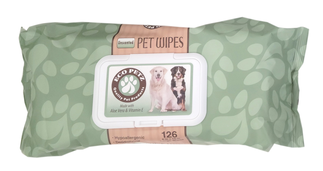 Eco Petz Pet Wipes Unscented Large 8