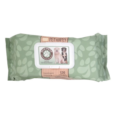 Eco Petz Pet Wipes Oatmeal Scented Large 8" x 10" Eco Friendly, 126-Pk