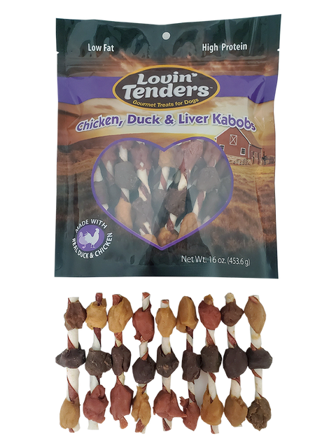 Lovin' Tenders - 16oz Chicken, Duck, &  Liver Kabobs