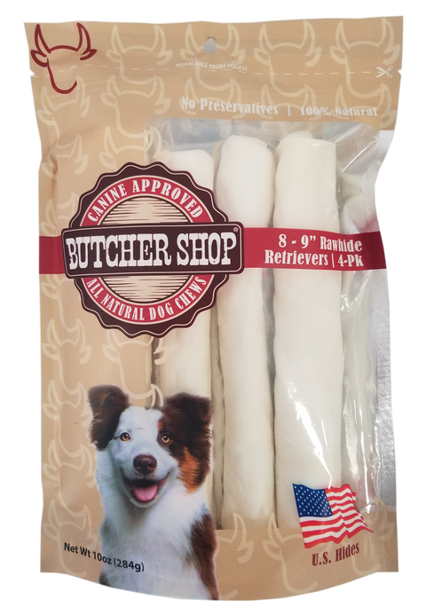 Butcher Shop 8"-9" Rawhide Retrievers 4-Pk